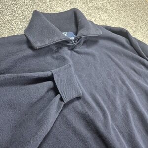 Vintage Polo Ralph Lauren Pullover Sweater Mens Large Navy Blue Zip Mock Neck